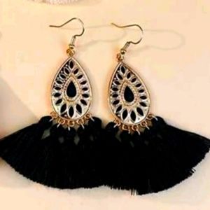 Tassel Drop Earrings- Black